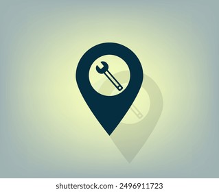 screwdriver and wrench on map pointer.vector illustration.