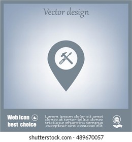 screwdriver and wrench on map pointer.vector illustration.