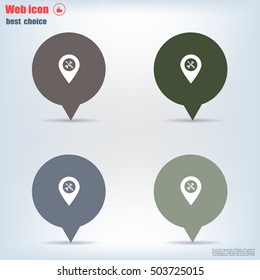 screwdriver and wrench on map pointer.vector illustration.