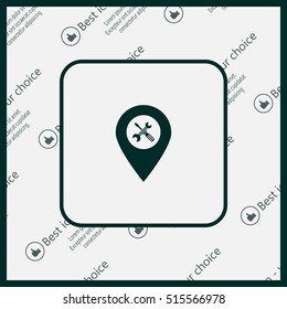 screwdriver and wrench on map pointer.vector illustration.