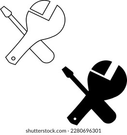 screwdriver and wrench outline icon