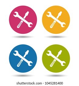Screwdriver Wrench Tool Set - Vector Icons - Isolated On White Background