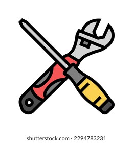 screwdriver and wrench tool work color icon vector. screwdriver and wrench tool work sign. isolated symbol illustration