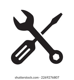 Screwdriver, wrench, tools and equipment icon isolated vector illustration on white background.