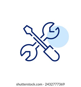 Screwdriver and wrench tools. Software, and user preferences, customization, control, adaptability. Pixel perfect icon