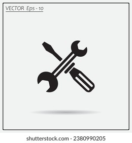 Screwdriver and Wrench. Tools vector icon.