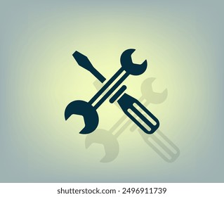 Screwdriver and Wrench. Tools vector icon.
