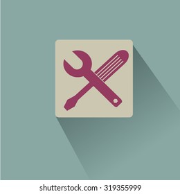 Screwdriver and Wrench. Tools vector icon. Settings icon.