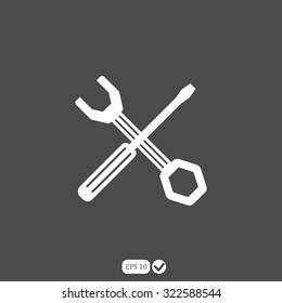 Screwdriver and Wrench. Tools vector icon. Settings icon.