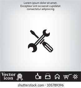 Screwdriver and Wrench. Tools vector icon.