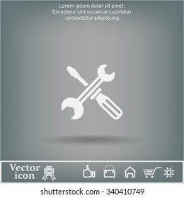 Screwdriver and Wrench. Tools vector icon.