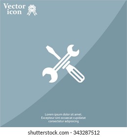 Screwdriver and Wrench. Tools vector icon.