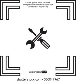 Screwdriver and Wrench. Tools vector icon.