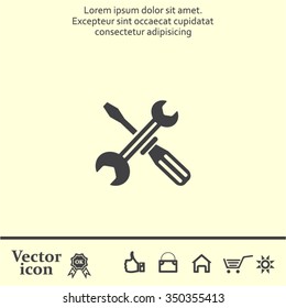 Screwdriver and Wrench. Tools vector icon.