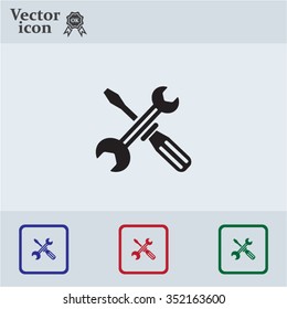 Screwdriver and Wrench. Tools vector icon.