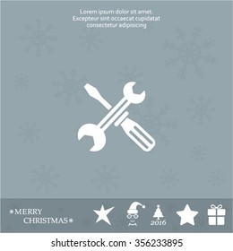 Screwdriver and Wrench. Tools vector icon.