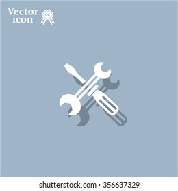 Screwdriver and Wrench. Tools vector icon.