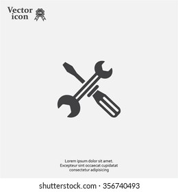 Screwdriver and Wrench. Tools vector icon.