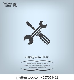 Screwdriver and Wrench. Tools vector icon.