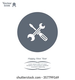 Screwdriver and Wrench. Tools vector icon.