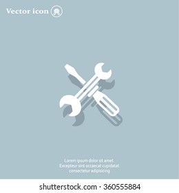 Screwdriver and Wrench. Tools vector icon.