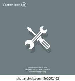 Screwdriver and Wrench. Tools vector icon.