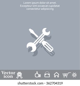 Screwdriver and Wrench. Tools vector icon.