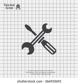 Screwdriver and Wrench. Tools vector icon.
