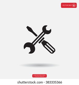 Screwdriver and Wrench. Tools vector icon.