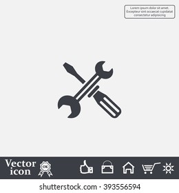 Screwdriver and Wrench. Tools vector icon.