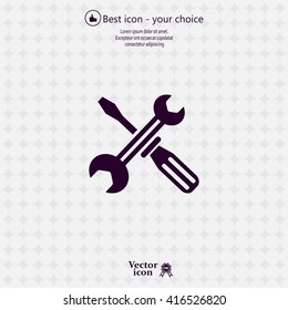 Screwdriver and Wrench. Tools vector icon.
