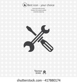 Screwdriver and Wrench. Tools vector icon.