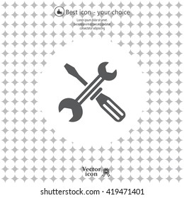 Screwdriver and Wrench. Tools vector icon.