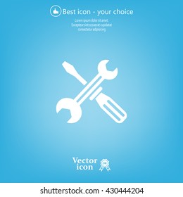 Screwdriver and Wrench. Tools vector icon.