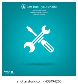 Screwdriver and Wrench. Tools vector icon.