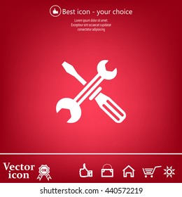 Screwdriver and Wrench. Tools vector icon.