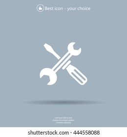 Screwdriver and Wrench. Tools vector icon.