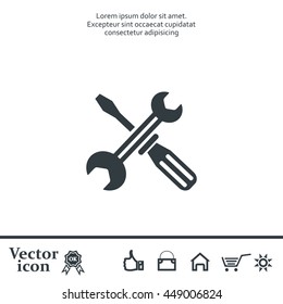 Screwdriver and Wrench. Tools vector icon.
