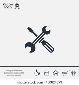 Screwdriver and Wrench. Tools vector icon.