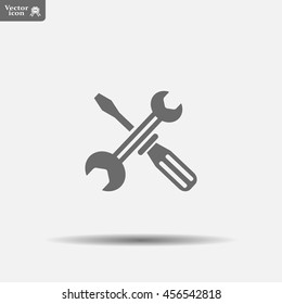 Screwdriver and Wrench. Tools vector icon.