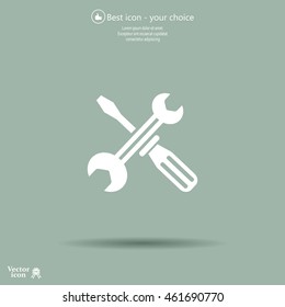 Screwdriver and Wrench. Tools vector icon.