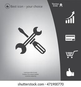 Screwdriver and Wrench. Tools vector icon.