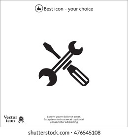 Screwdriver and Wrench. Tools vector icon.