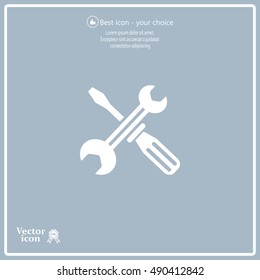 Screwdriver and Wrench. Tools vector icon.
