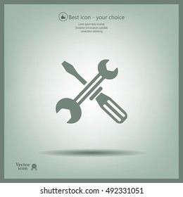 Screwdriver and Wrench. Tools vector icon.