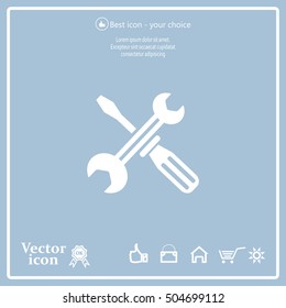 Screwdriver and Wrench. Tools vector icon.