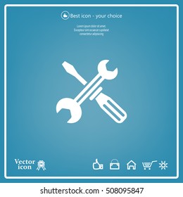 Screwdriver and Wrench. Tools vector icon.