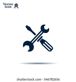 Screwdriver and Wrench. Tools vector icon.