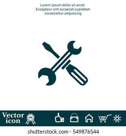 Screwdriver and Wrench. Tools vector icon.