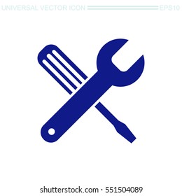 Screwdriver and Wrench. Tools vector icon. Settings sign.